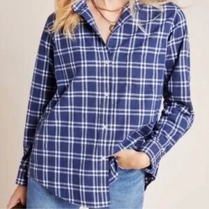 Grayson The Hero Plaid Button Down Shirt in White and Navy Size Medium (3)